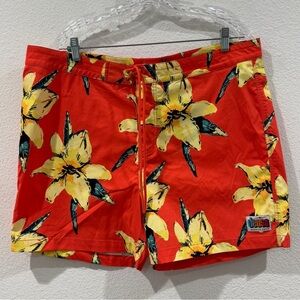 NWT Deus Ex Machina Palms Havana Burnt Orange Red Yellow Floral Board Shorts 38